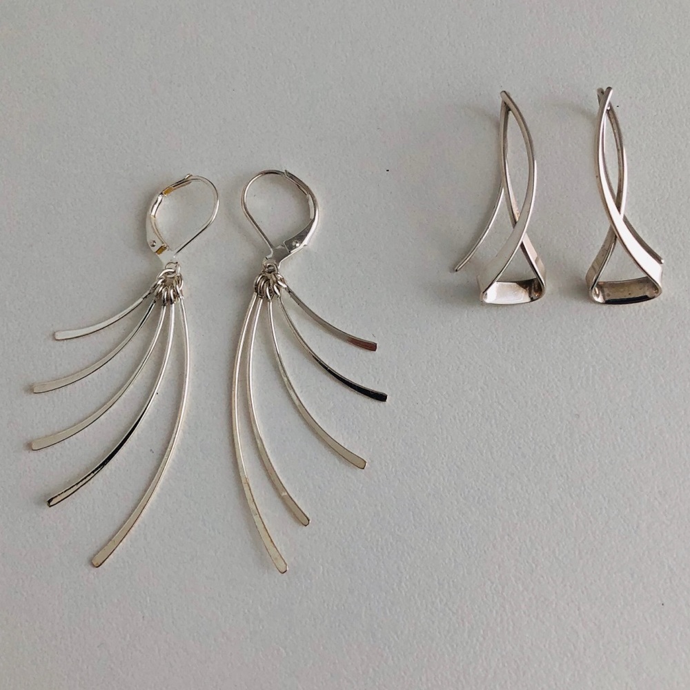 2 pair sterling silver dangle earrings